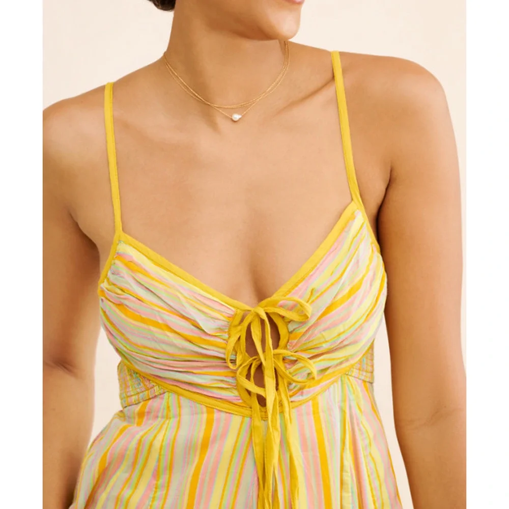 FREE PEOPLE STRIPED DREAM WEAVER BOHO MAXI DRESS SZ M